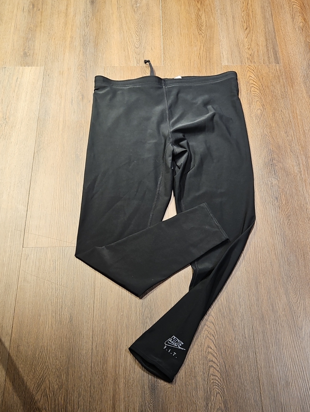 Nike Black Performance Drawstring Leggings with Hem Logo, Sz XL